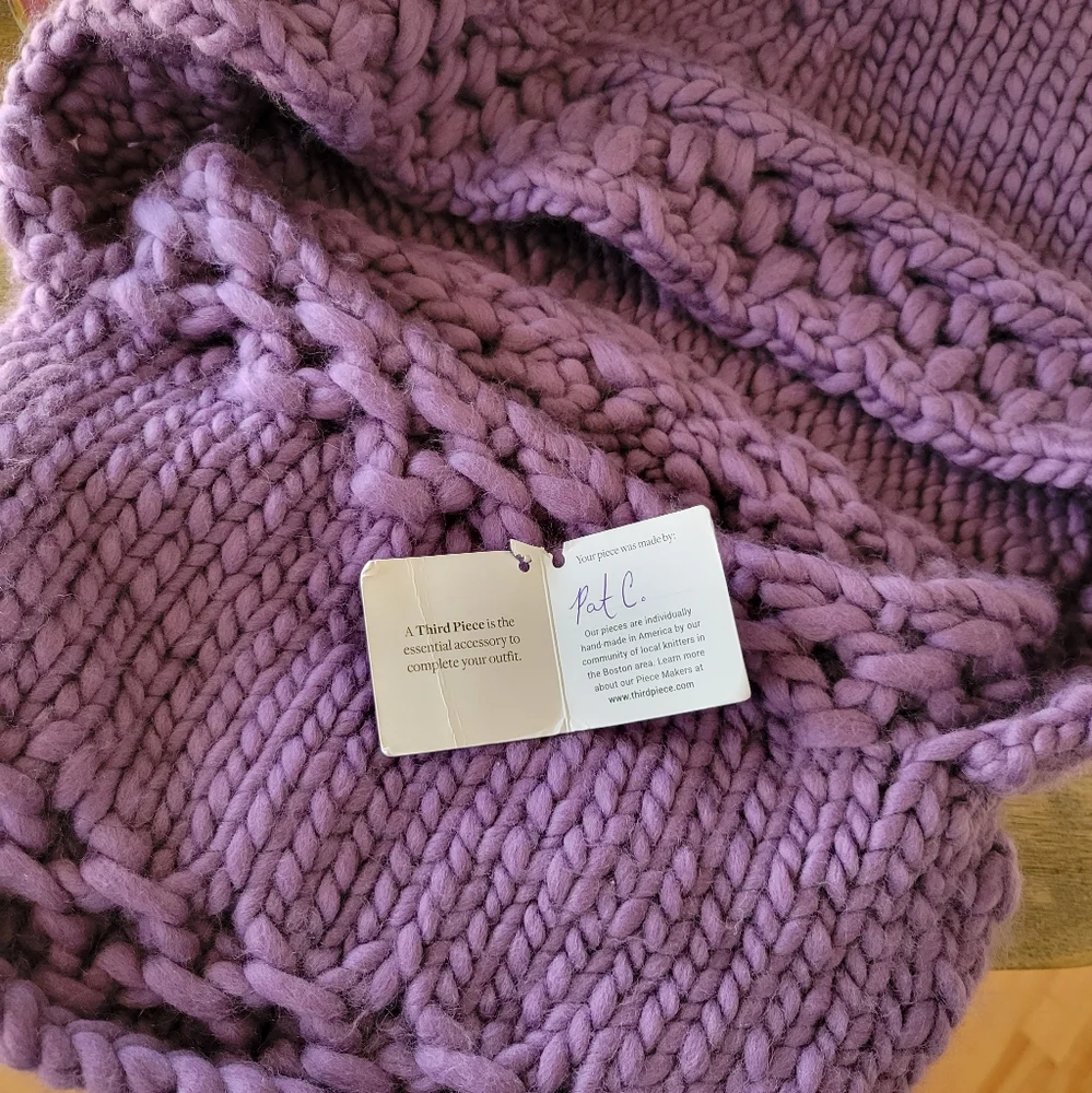 NWT The Third Piece Newbury Hand-Knit Hooded Cowl in Wisteria Purple